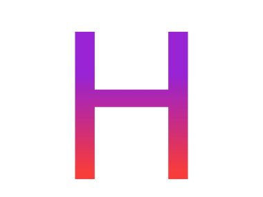 Letter H of the alphabet made with color gradient from purple to red, isolated on a white background