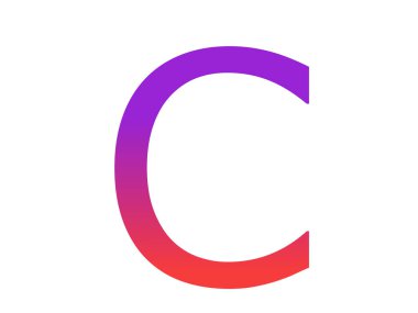 Letter c of the alphabet made with color gradient from purple to red, isolated on a white background