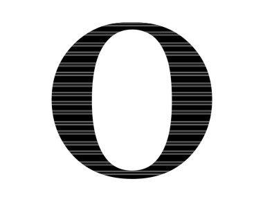 letter O of the alphabet made with black and white stripes, isolated on a white background