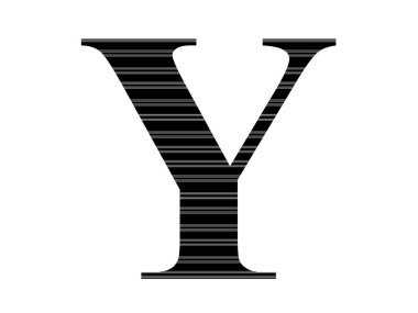 letter Y of the alphabet made with black and white stripes, isolated on a white background