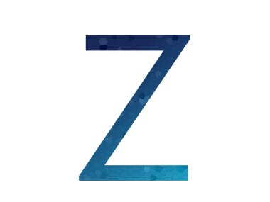 letter Z of the alphabet made with color gradient dark blue to light blue, with mosaic, isolated on a white background