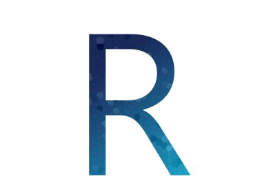 letter R of the alphabet made with color gradient dark blue to light blue, with mosaic, isolated on a white background