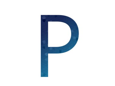 letter P of the alphabet made with color gradient dark blue to light blue, with mosaic, isolated on a white background