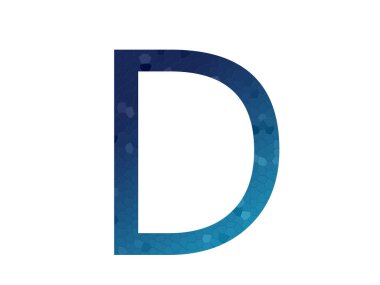 letter D of the alphabet made with color gradient dark blue to light blue, with mosaic, isolated on a white background