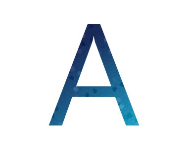letter A of the alphabet made with color gradient dark blue to light blue, with mosaic, isolated on a white background