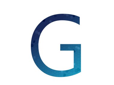 letter G of the alphabet made with color gradient dark blue to light blue, with mosaic, isolated on a white background