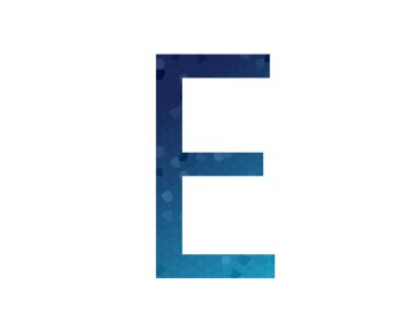 letter E of the alphabet made with color gradient dark blue to light blue, with mosaic, isolated on a white background