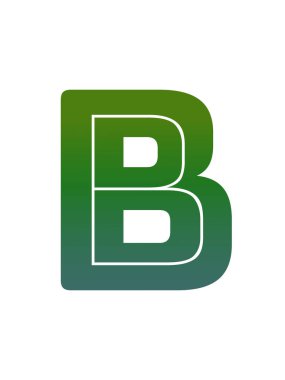 Alfabenin B harfi yeşil gradyan ile yazıldı, beyaz arkaplanda izole edildi