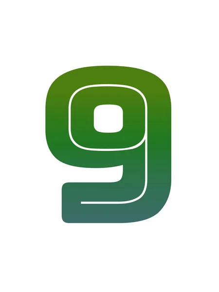 Alfabenin Yeşil Gradyanlı Sayısı Beyaz Arkaplanda Izole Edilmiş — Stok fotoğraf