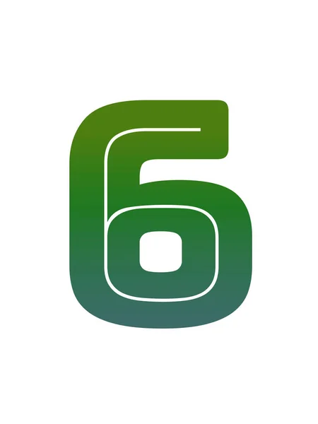 緑色のグラデーションで白い背景に隔離された6番目のアルファベットは — ストック写真