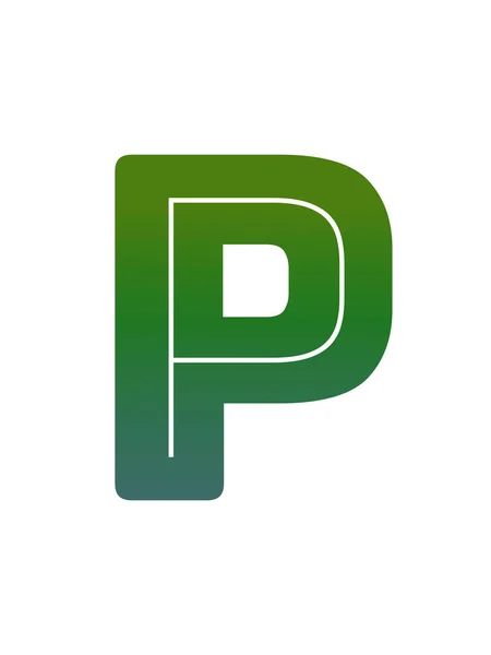字母P由绿色渐变构成的字母P 在白色背景上隔离 — 图库照片