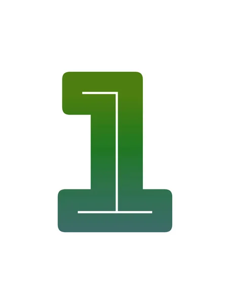 Nummer Van Het Alfabet Met Groene Verloop Geïsoleerd Een Witte — Stockfoto