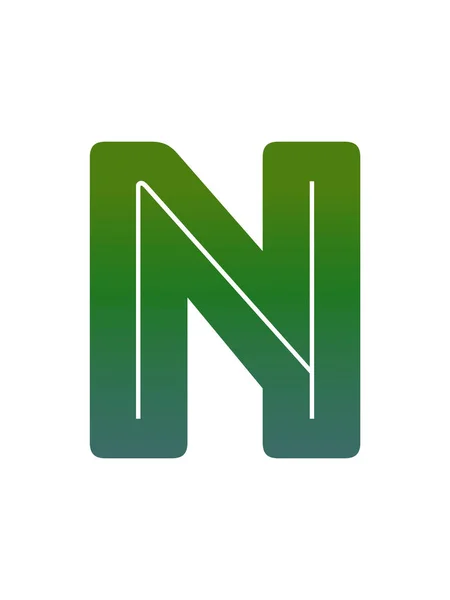 緑のグラデーションで作られたアルファベットの文字Nは 白い背景に隔離されています — ストック写真