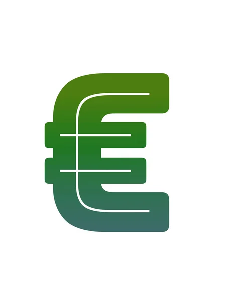 Eurozeichen Des Alphabets Mit Grünem Farbverlauf Isoliert Auf Weißem Hintergrund — Stockfoto