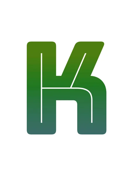 緑のグラデーションで作られたアルファベットの文字Kは 白い背景に隔離されています — ストック写真