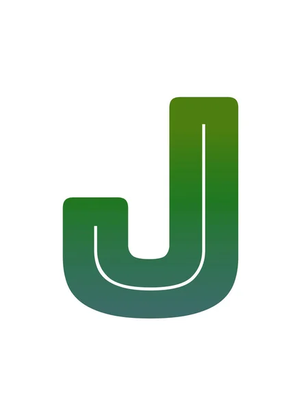 字母J由绿色渐变构成的字母J 在白色背景上隔离 — 图库照片