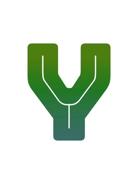 緑のグラデーションで作られたアルファベットの文字Yは 白い背景に隔離されています — ストック写真