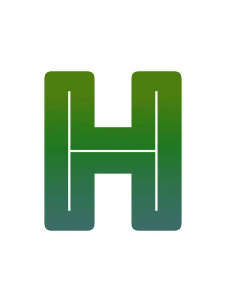 緑のグラデーションで作られたアルファベットの文字Hは 白い背景に隔離されています — ストック写真