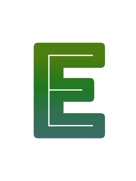 緑のグラデーションで作られたアルファベットの文字Eは 白い背景に隔離されています — ストック写真