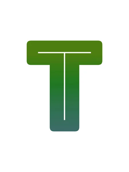 字母T带有绿色渐变的字母T 在白色背景上隔离 — 图库照片