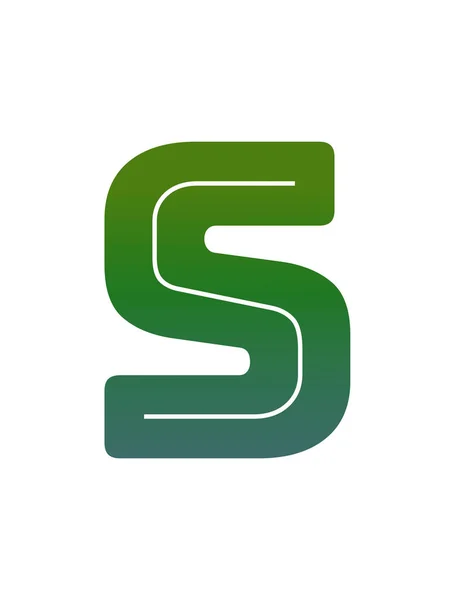 字母S由绿色渐变构成的字母S 在白色背景上隔离 — 图库照片