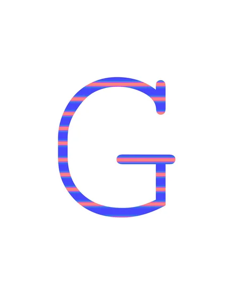 Буква Алфавита Выполнена Голубыми Розовыми Полосками Выделены Белом Фоне — стоковое фото