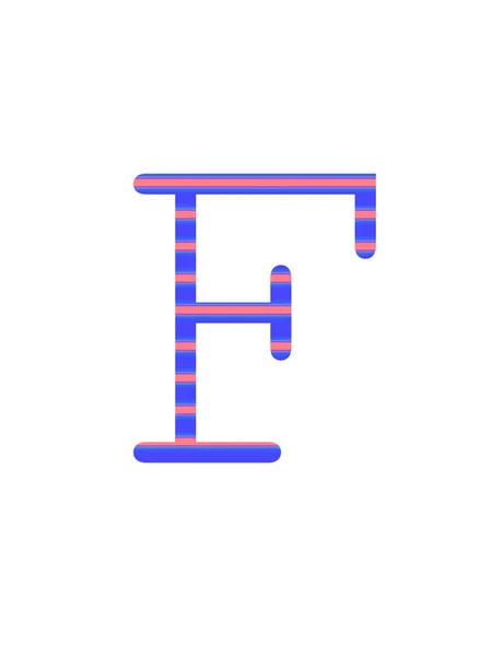 Buchstabe Des Alphabets Mit Blauen Und Rosa Streifen Isoliert Auf — Stockfoto