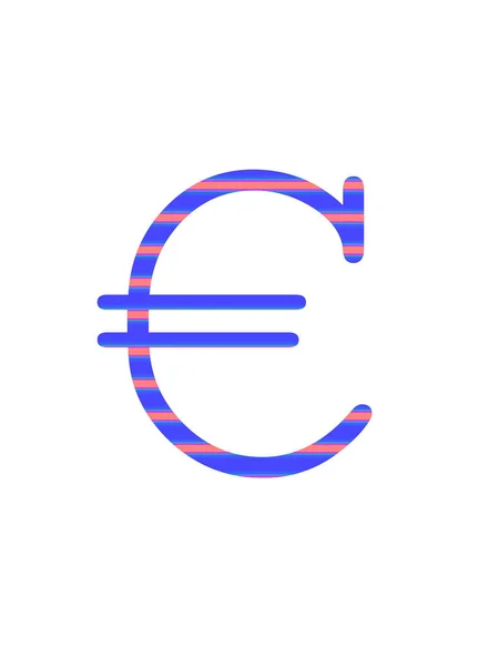 Euro Tecken Alfabetet Med Blå Och Rosa Ränder Isolerade Vit — Stockfoto