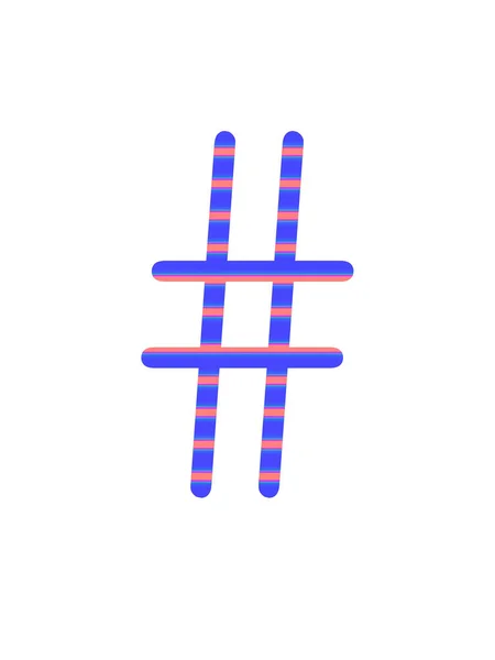 Hashtag Des Alphabets Mit Blauen Und Rosa Streifen Isoliert Auf — Stockfoto
