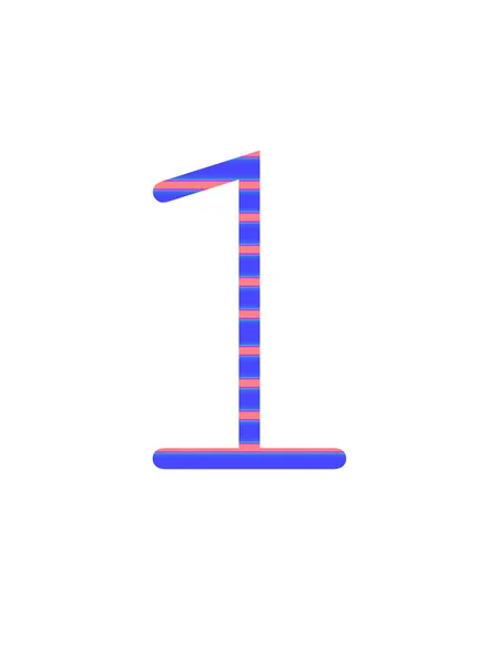 Nummer Van Het Alfabet Gemaakt Met Blauwe Roze Strepen Geïsoleerd — Stockfoto