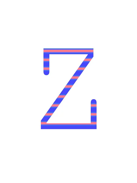白を基調とした青とピンクのストライプで作られたアルファベットの文字Z — ストック写真