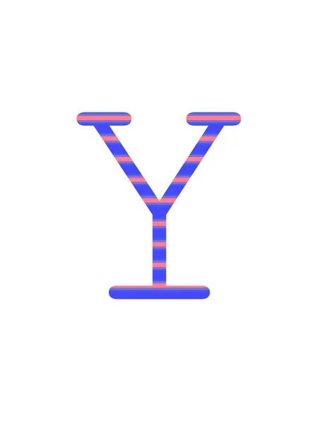 白を基調とした青とピンクの縞模様のアルファベットのY字 — ストック写真