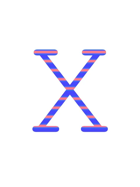白を基調とした青とピンクの縞模様のアルファベットの文字X — ストック写真