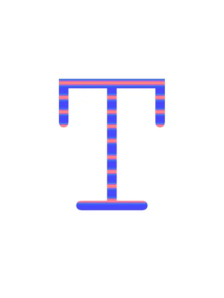 Litera Alfabetu Wykonana Niebieskich Różowych Pasków Izolowana Białym Tle — Zdjęcie stockowe