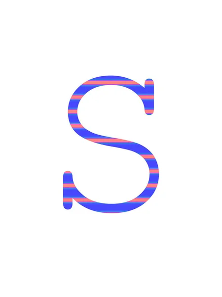 白を基調とした青とピンクのストライプで作られたアルファベットのS文字 — ストック写真