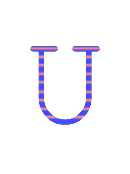 白を基調とした青とピンクのストライプで作られたアルファベットのUの文字 — ストック写真
