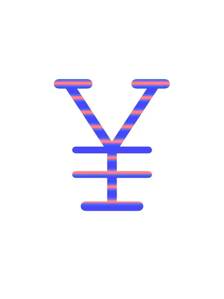 Yen Σημάδι Του Αλφαβήτου Γίνεται Μπλε Και Ροζ Ρίγες Απομονώνονται — Φωτογραφία Αρχείου
