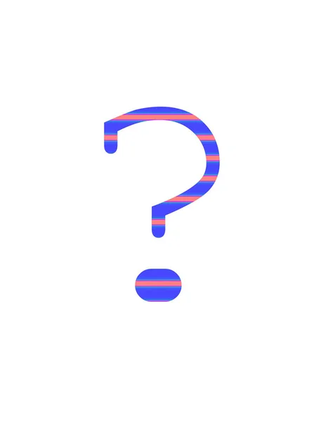 白を基調とした青とピンクのストライプのアルファベットのクエスチョンマーク — ストック写真