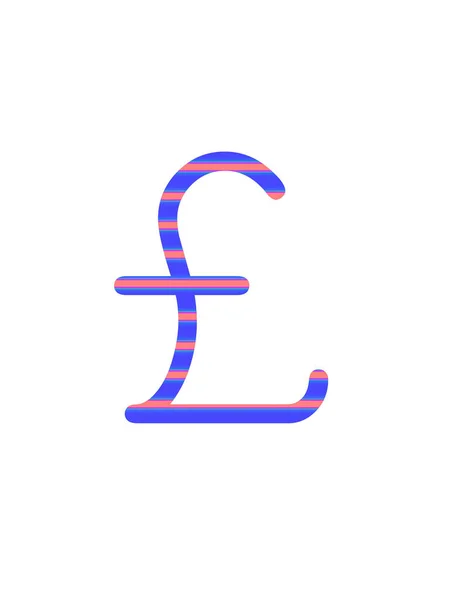 Pfund Zeichen Des Alphabets Mit Blauen Und Rosa Streifen Isoliert — Stockfoto