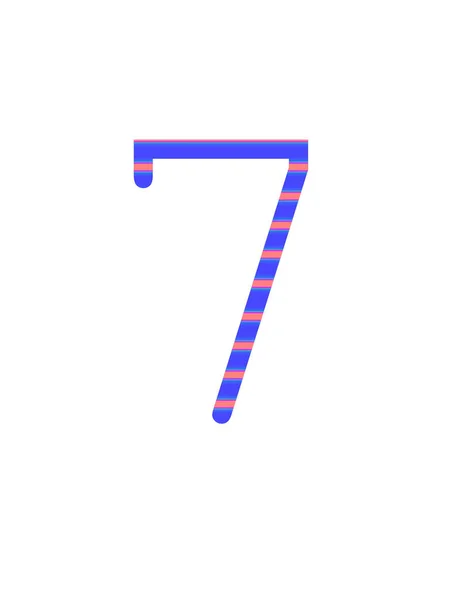 字母中的第7个字母 用蓝色和粉色条纹表示 用白色背景隔开 — 图库照片