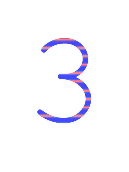 Número Del Alfabeto Hecho Con Rayas Azul Rosa Aislado Sobre — Foto de Stock