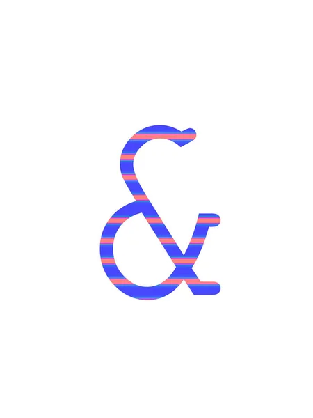 Und Zeichen Des Alphabets Mit Blauen Und Rosa Streifen Isoliert — Stockfoto