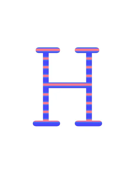 字母H 带有蓝色和粉色条纹 以白色背景隔开 — 图库照片