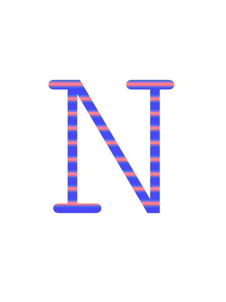 字母N 由蓝色和粉色条纹组成 以白色背景隔开 — 图库照片