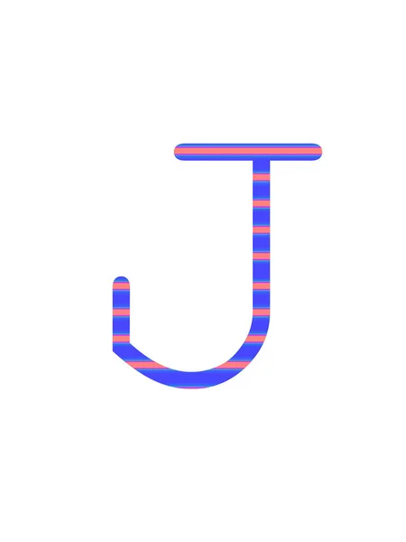 白を基調とした青とピンクの縞模様のアルファベットのJ — ストック写真