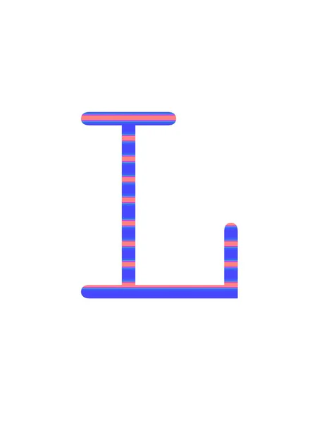 Buchstabe Des Alphabets Mit Blauen Und Rosa Streifen Isoliert Auf — Stockfoto