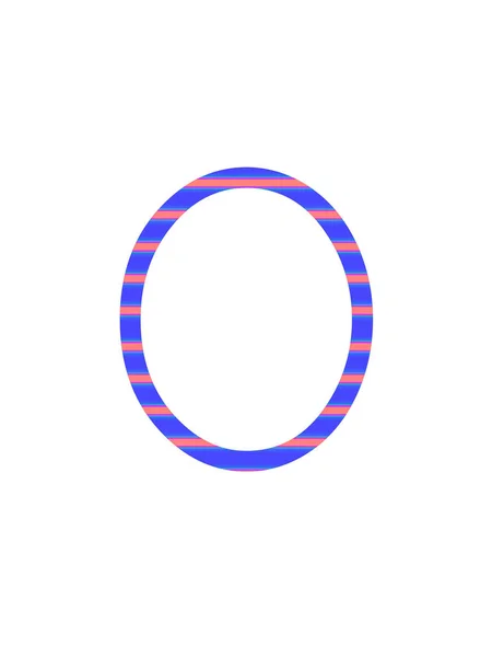 文字O青とピンクのストライプで作られたアルファベットの 白の背景に隔離された — ストック写真