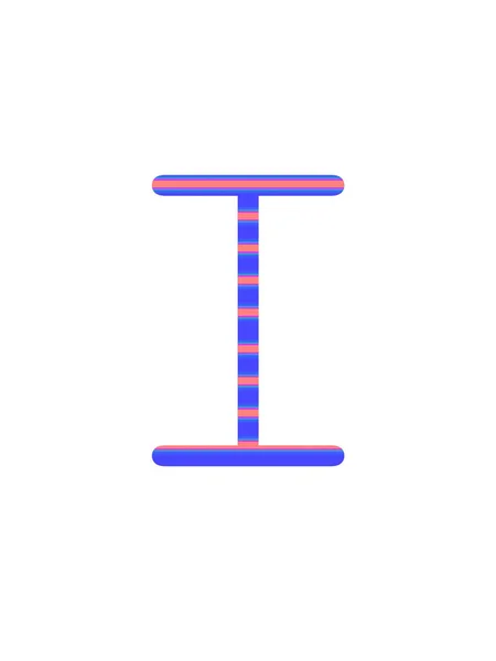 文字私は青とピンクのストライプで作られたアルファベットの 白い背景に隔離された — ストック写真