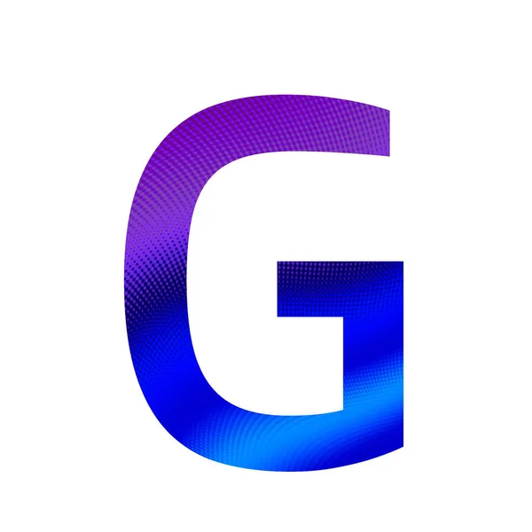 字母G字母的字母G 背景为紫色和蓝色 背景为白色 — 图库照片