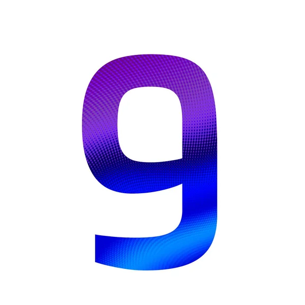 第9号字母表 背景是紫色和蓝色的 背景是白色的 — 图库照片